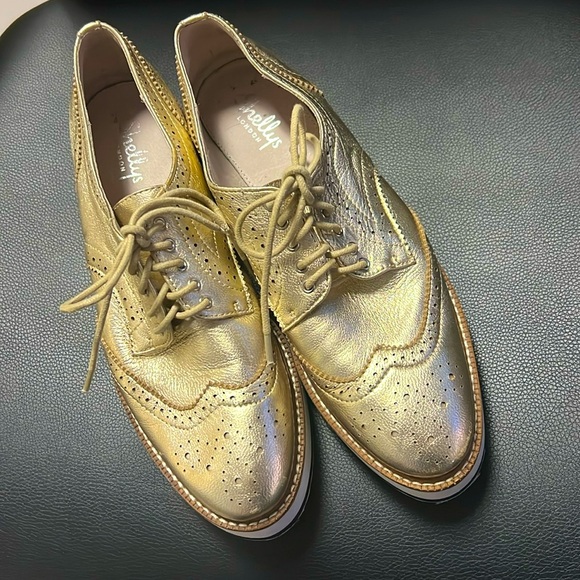 Shellys London Gold menswear wingtip platform detailed shoes Spats Spencer 9/40 - Picture 1 of 15